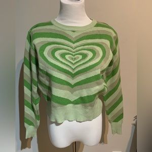 Funky green heart sweater
